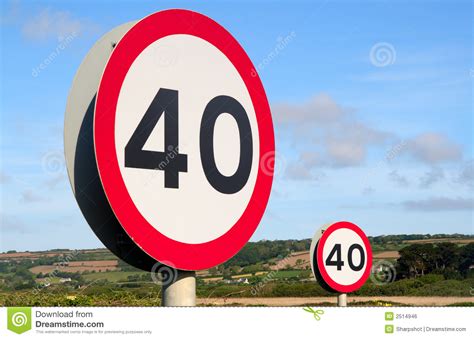 40 or forty commonly refers to: Two British 40 mph signs. stock photo. Image of speed ...