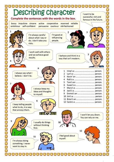 Describing Character Part 2 Worksheet Free Esl Printable Worksheets