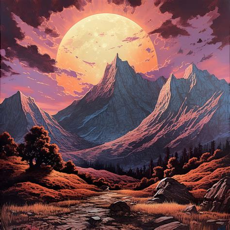 Hge Moon Rising Above The Mountains Digital Art By Lily Malor Fine