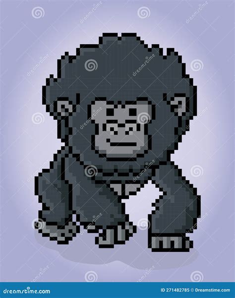 8 Bit Pixel Of Gorilla Animal In Vector Stock Vector Illustration Of