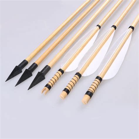 12pcs Wood Arrows Archery Wooden Target Shaft Arrows With Traditional
