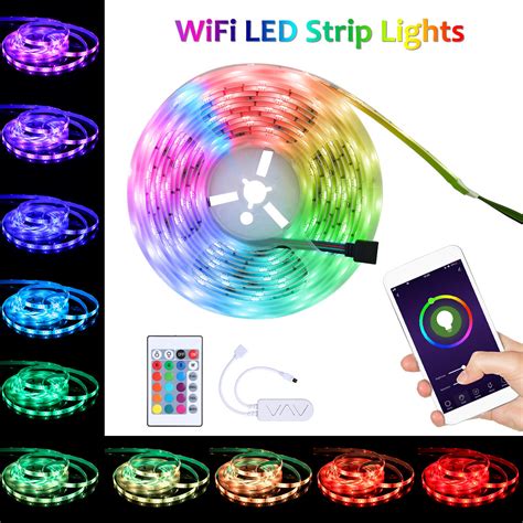 Tomshine Wifi Intelligent Led Strip Lights 5m164ft Color Changing Rgb