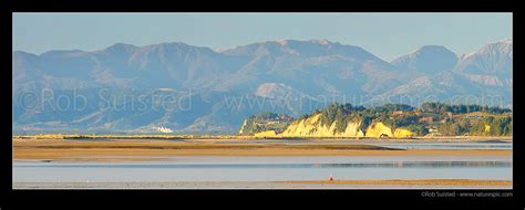 Kina Peninsula And Beach Towards Moutere Bluffs And Ruby Bay Seen Across Tasman Bay From