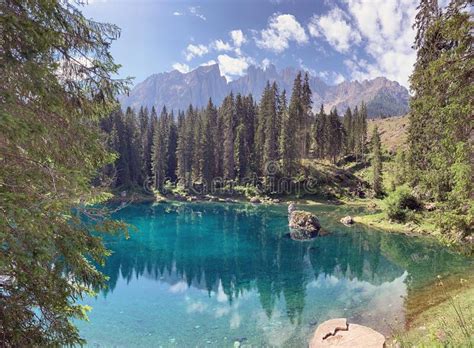 Lake Carezza In The Dolomites In Alto Adige Italy Stock Photo Image