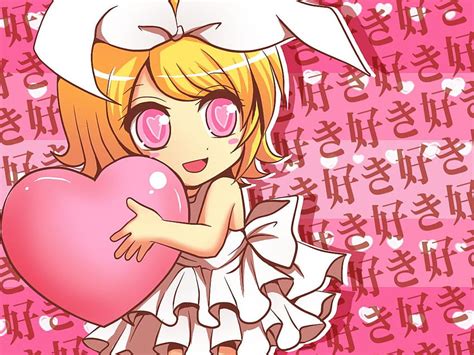 Chibi Kagamine Rin Valentine Vocaloid Anime Valentines Day Hd