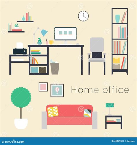 Home Office Stock Vector Illustration Of Design Interior 48847857