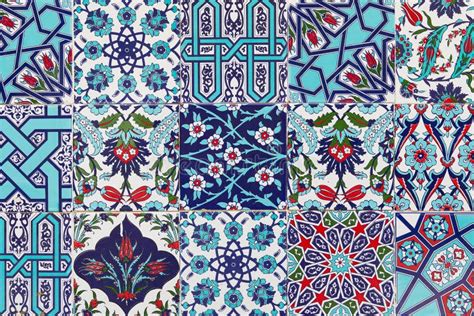 Handmade Turkish Blue Tiles On The Wall In Istanbul City Turkey Stock