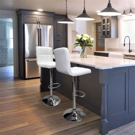 The most common kitchen bar stools material is metal. Angel Canada Hexagrid Swivel PU Leather Height Adjustable ...