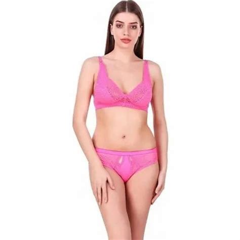 Suzain Cotton Designer Pink Bra Panty Set Size 28 44 Inch At Rs 110