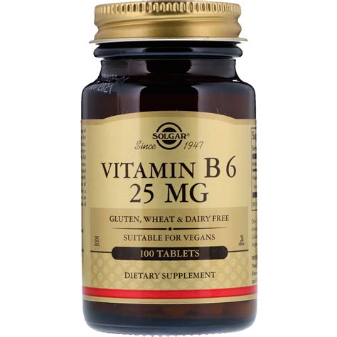 A vitamin, a mineral, an. Solgar, Vitamin B6, 25 mg, 100 Tablets - iHerb