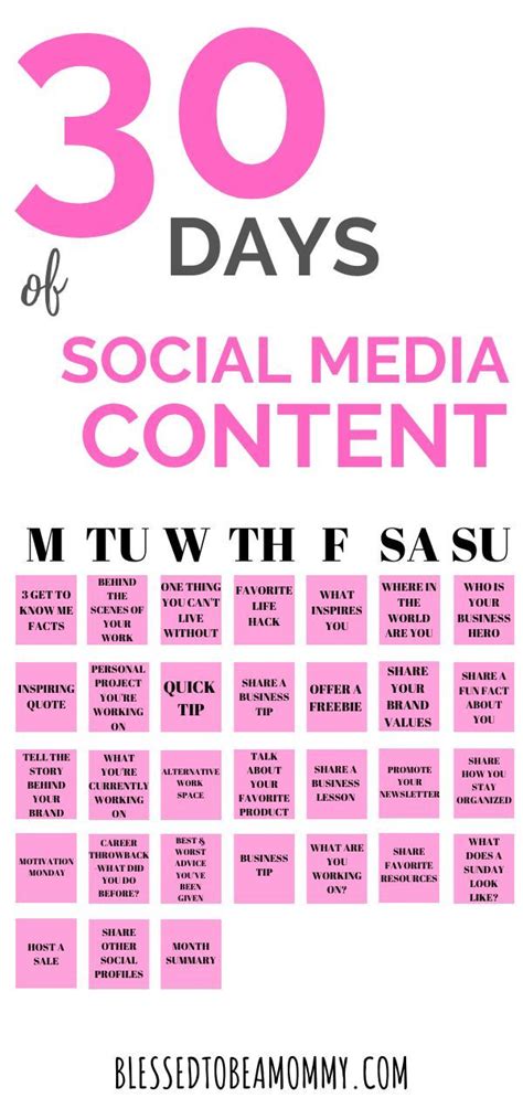 Social Media Content Ideas 30 Days Of Social Media Content Are You