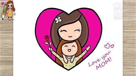 how to draw mother and daughter hugging happy mother s day drawing cute easy drawings youtube