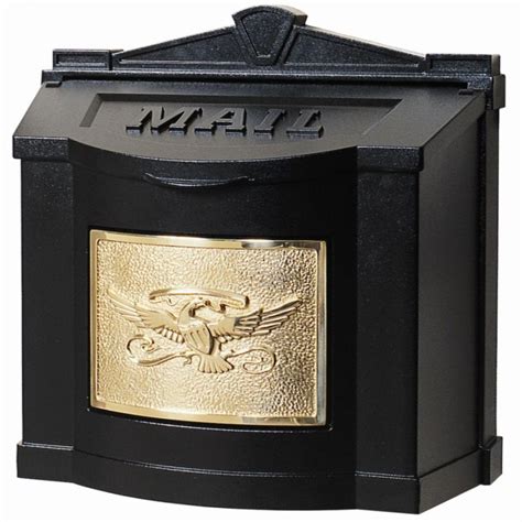 gaines manufacturing eagle accent wall mount mailbox black with polished brass wm 3 the home depot