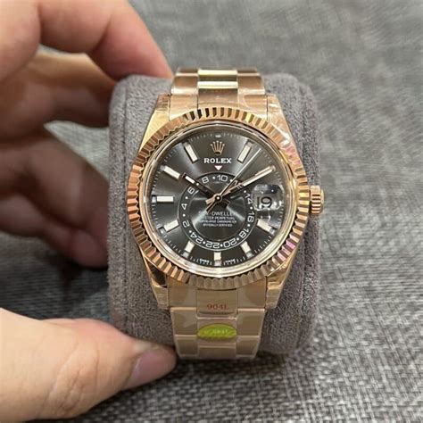 Rolex Sky Dweller Rose Gold Slate Dial Oyster Bracelet Best Replica Mm