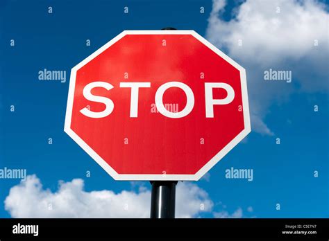 Red Stop Sign Uk Stock Photo Alamy