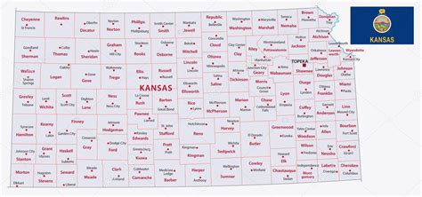 Kansas Administrative Map With Flag Stock Vector Image By ©lesniewski