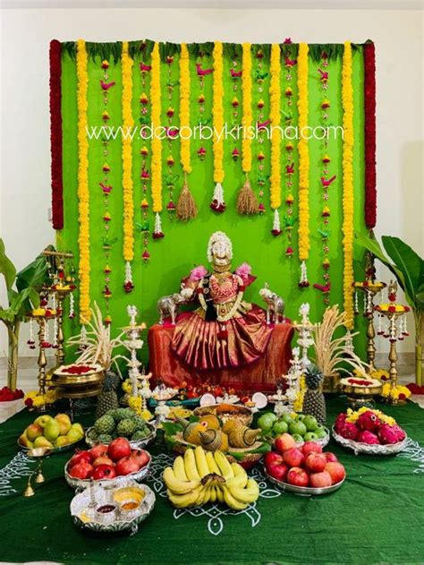 Varalakshmi Vratham Pooja Decoration In 2020 Goddess Decor Indian