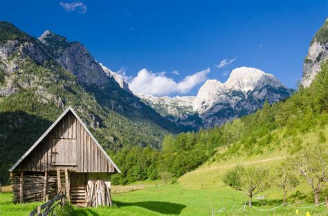 Wooden House Near Mountain Side At Daytime Slovenia Hd Wallpaper