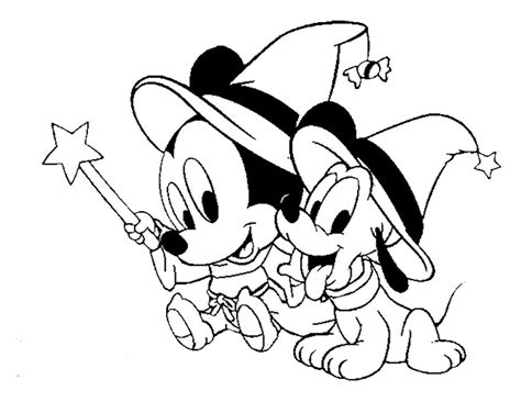 Dibujos de Pequeños Magos Mickey y Pluto para Colorear para Colorear