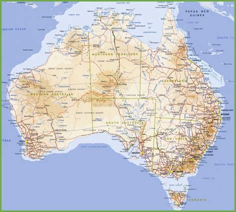 Large Detailed Topographical Map Of Australia Detailed Map Of Australia