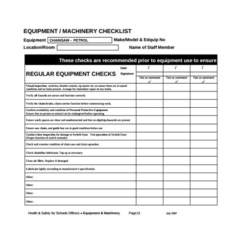 Free 30 Maintenance Checklist Templates In Pdf Ms Word Excel