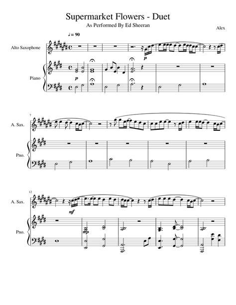 The flowers of the forest. Supermarket Flowers Duet Sheet music for Piano, Saxophone ...