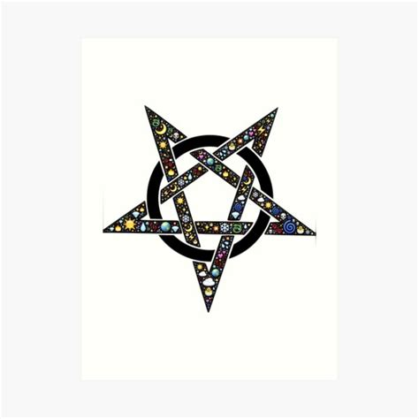 Emoji Pentagram Art Print By Winkham Redbubble