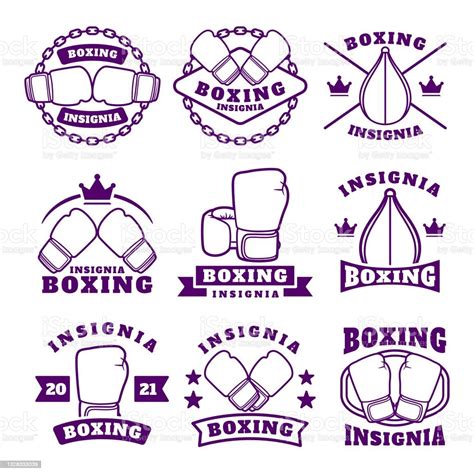 Boxing Club Labels Emblems Badges Set Stock Illustration Download