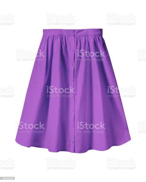 Violet Summer Skirt With Buttons Isolated On White Stock Photo