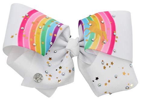 Jojo Siwa Signature Large Hair Bow With Unicorns And Rhinestones