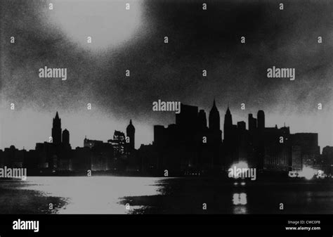 New York City Skyline During Blackout Of November 9 1965 Stock Photo