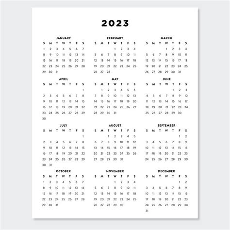 2023 Minimalist Letter Printable Calendar 2023 Simple Etsy Canada