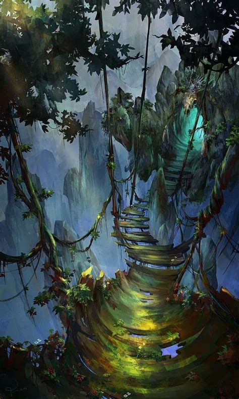 Forest Bridge Fantasy Art Landscapes Environment Concept Art