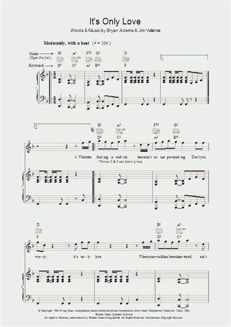 Its Only Love Piano Sheet Music Onlinepianist