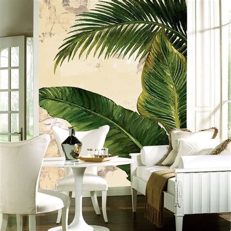 Beibehang Custom Silk Material Mural Modern Tropical Palm