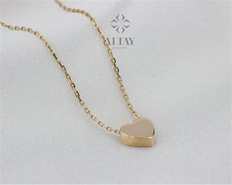 14k Gold Heart Necklace Heart Shape Pendant Heart Charm Minimalist