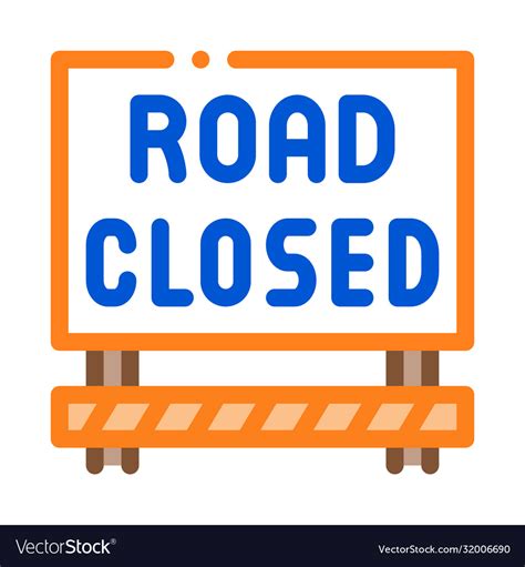 Road Closed Sign Icon Outline Royalty Free Vector Image