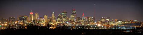 Kansas City Skyline Night From North Kc Chiefs Red