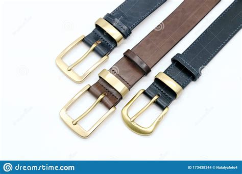 Sample Of Several Colors Black Brown Leather Men S Belt With Metal