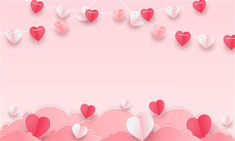 Valentines Day Concept Background Vector Illustration 3d Red And Pink Paper Hearts With White