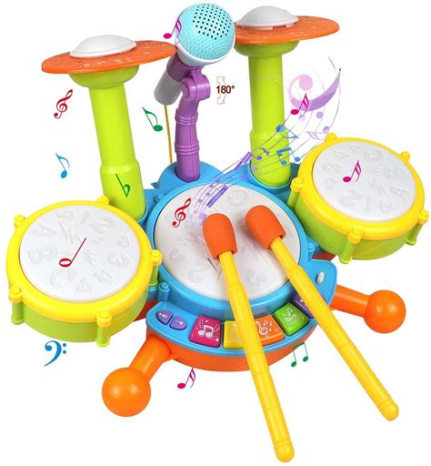 Decorx Kids Drum Set Toddler Toys With Adjustable Microphone Musical