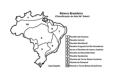 Mapa Do Relevo Do Brasil Para Colorir Mapa Do Relevo Do Brasil