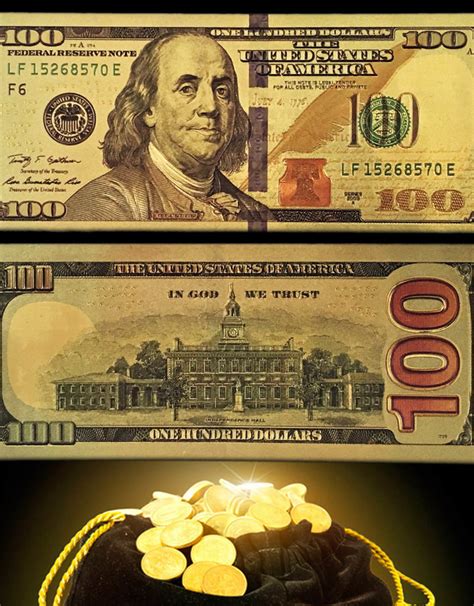 Gold 100 Dollar Bill 24k Gold Foil Canadian One Hundred Dollar Bill
