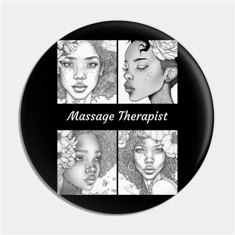 Massage Therapist Black Woman Pride Collage Poster Style Artwork Massage Therapist Pin