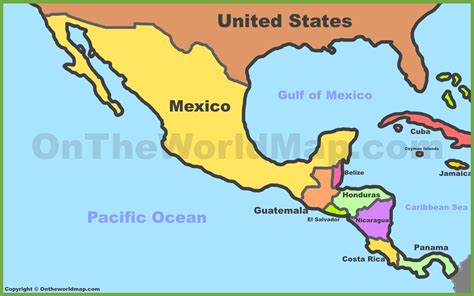 Mapa Politico De Mexico Y America Central Mapa De Vector Plano Images