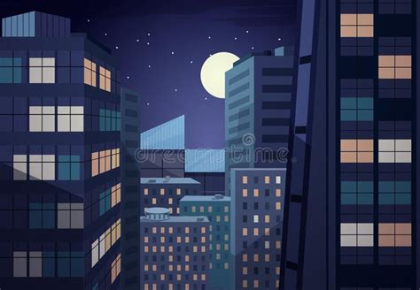 Vector Night Cityscape Stock Vector Illustration Of Evening 214513579