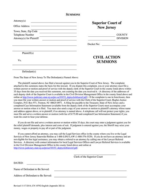 Nj Summons Form Fill Out And Sign Online Dochub
