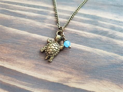 Turtle Necklace Silver Chain Necklace Bronze Necklace Beach Etsy UK