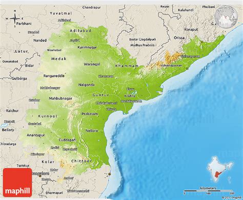 Physical D Map Of Andhra Pradesh Shaded Relief Outside