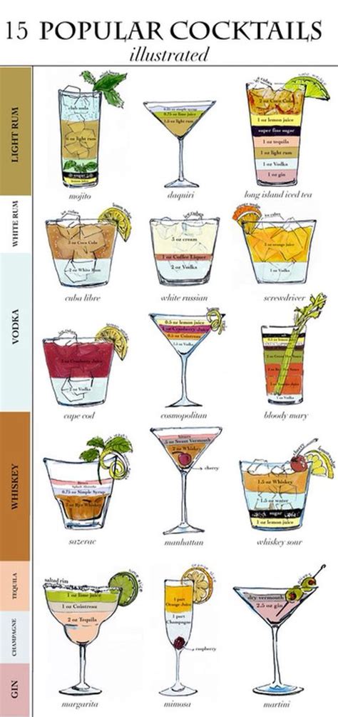 15 Popular Cocktails Infograph Drinks Bar Drinks Popular Cocktails
